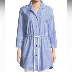 Lafayette 148 Blue & White Keith St. Eves Striped Drawing Button Jacket S NWOT